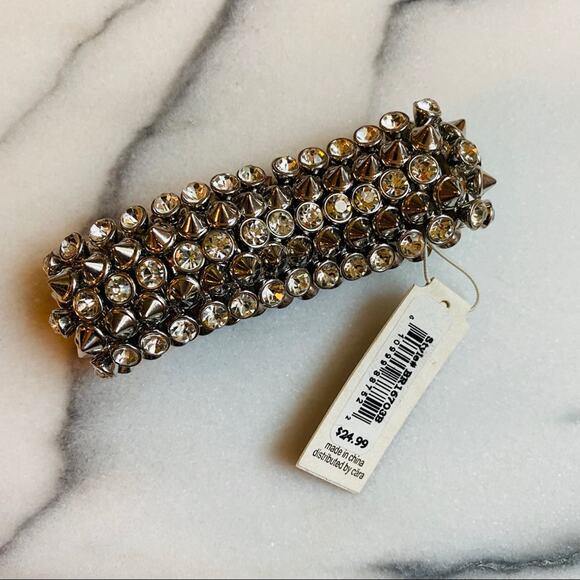 Set of TWO! Cära Silver Spiked & Studded Stretchy Bracelets - Picture 2 of 5